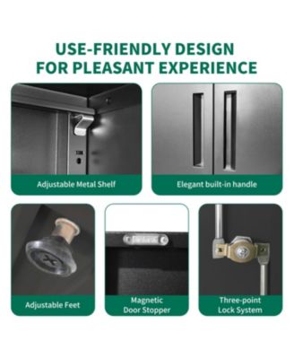 72&amp;#x22; Black Metal Garage Storage Cabinet with 4 Shelves and Doors