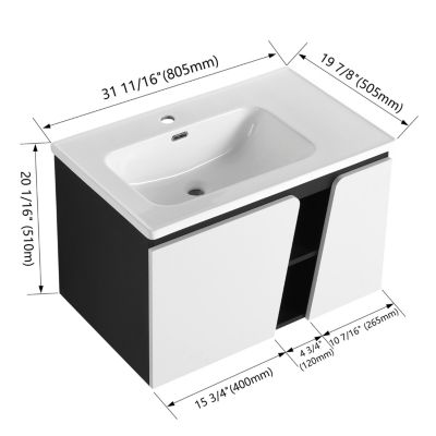  Wall-Mounted Vanity with Soft-Close Doors