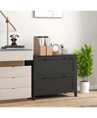 2 Drawer File Cabinet with Lock, Lateral Filing Cabinet with Keys and Adjustable Hanging Bar for Letter, A4 and Legal Size, File Cabinet for Home Office, Black