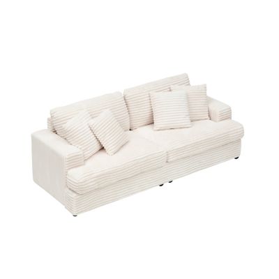 79" Corduroy Sofa with 4 Pillows