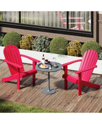 Acacia Wood Lounge Patio Adirondack Chair with Inclined Seat-Red