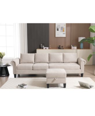 Convertible Sectional Sofa with Storage & Ottoman