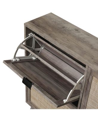 4 Door Shoe Rack, Freestanding Modern Shoe Storage Cabinet, for Entryway