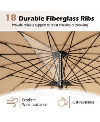 9 Feet Round Patio Umbrella with 18 Fiberglass Ribs