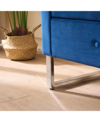 Navy Velvet Storage Bench with Armrests - 67.91" Wide