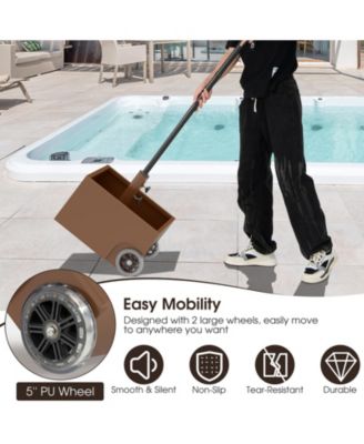 150 Pounds Patio Umbrella Base Stand Wheels Planter Outdoor-Coffee