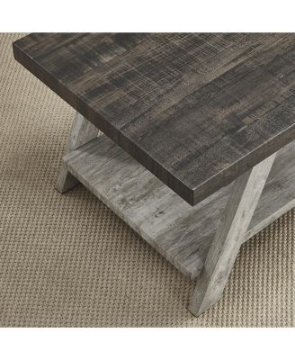 Two-Tone Wood Shelf End Table in Weathered Walnut