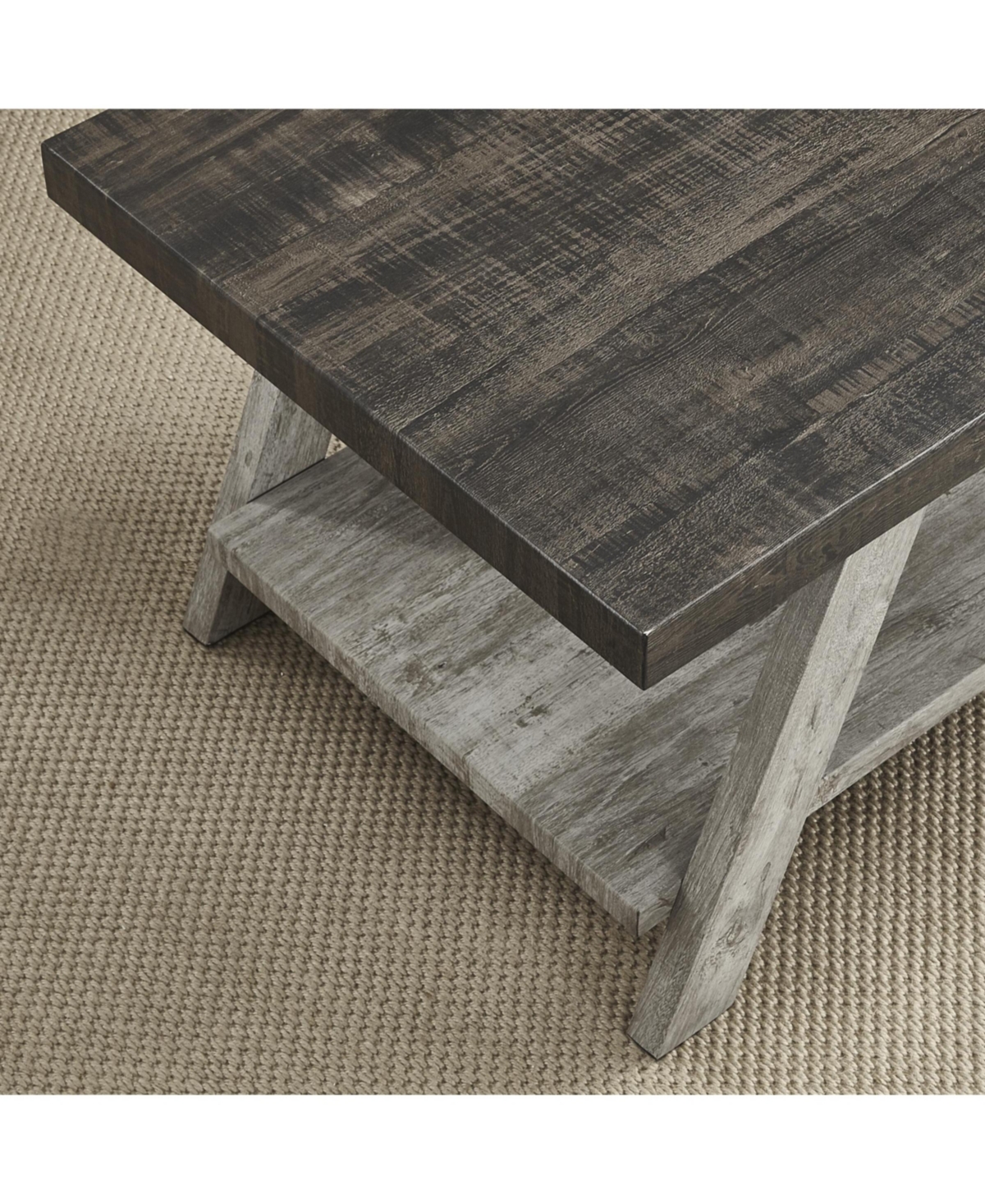 Streamdale Furniture Two-Tone Wood Shelf End Table in Weathered Walnut and Gray