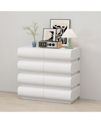 8 Drawer Dresser for Bedroom, White Dresser No Handle, Modern 8 Chest of Drawers with Wide Storage