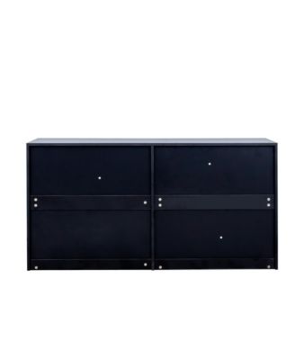 Streamdale Black Side Cabinet with 6 Drawers for Living Room, Bedroom or Hallway
