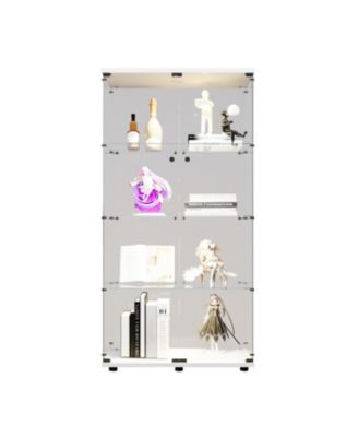Streamdale LED Glass Display Cabinet with 4 Shelves and Door, 64.7" x 31.7" x 14.3