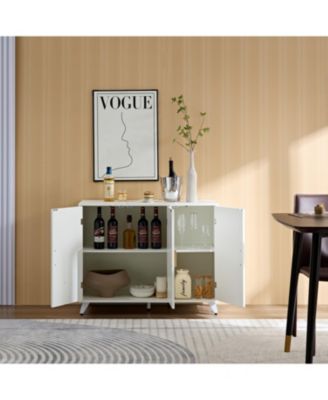 Streamdale Ivory White Sideboard Buffet Cabinet with 3 Doors and Shelves