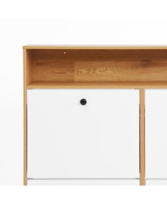 Shoe Storage Cabinet with 4 Flip Drawers and Anti-Tip Fitting