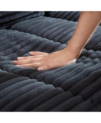 Streamdale Oversized U-Shaped Corduroy Sectional Sofa with Ottomans (Black)