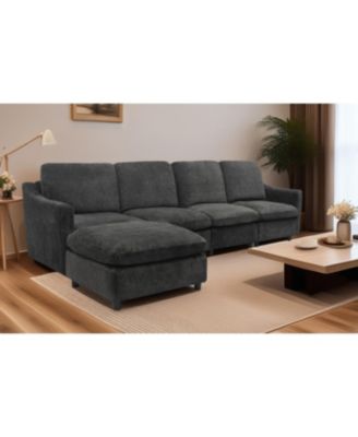 Streamdale 5-seat Convertible Black L-shaped Sectional Sofa with Reversible Chaise, Armless, Indoor