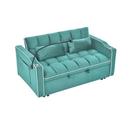 Versatile 55.5" Foldable Sofa Bed with Adjustable Back, USB Port, and Phone Stand (Green