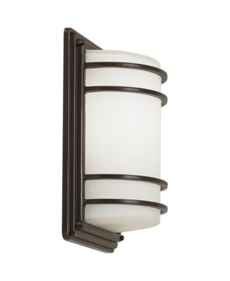 Habitat Modern Outdoor Wall Light Fixtures Set of 2 Rubbed Bronze 11" Opal Glass for Post Exterior Barn Deck House Porch Yard Patio