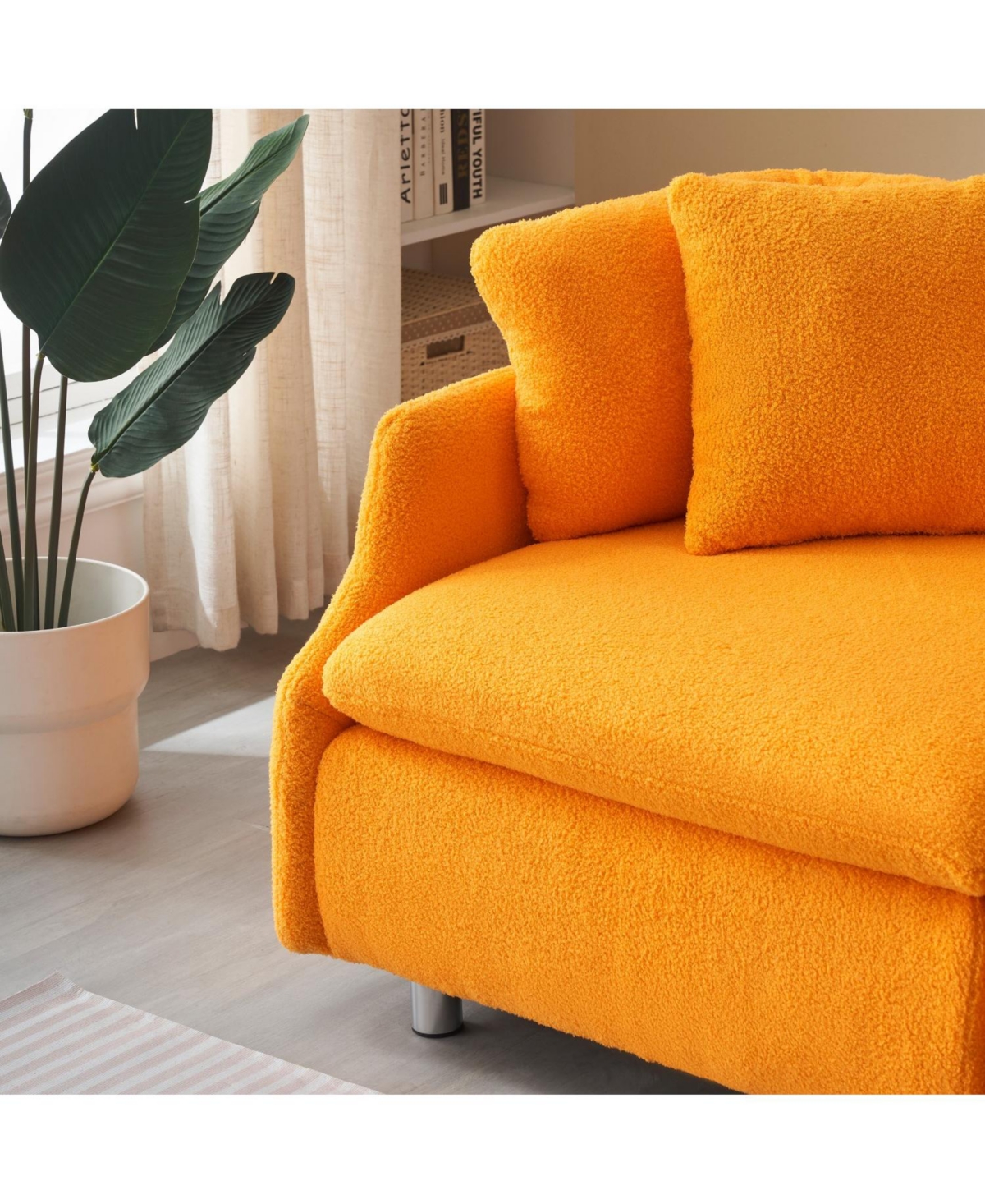 Streamdale Modern Grey Velvet 3-Seat Sofa with Cushions