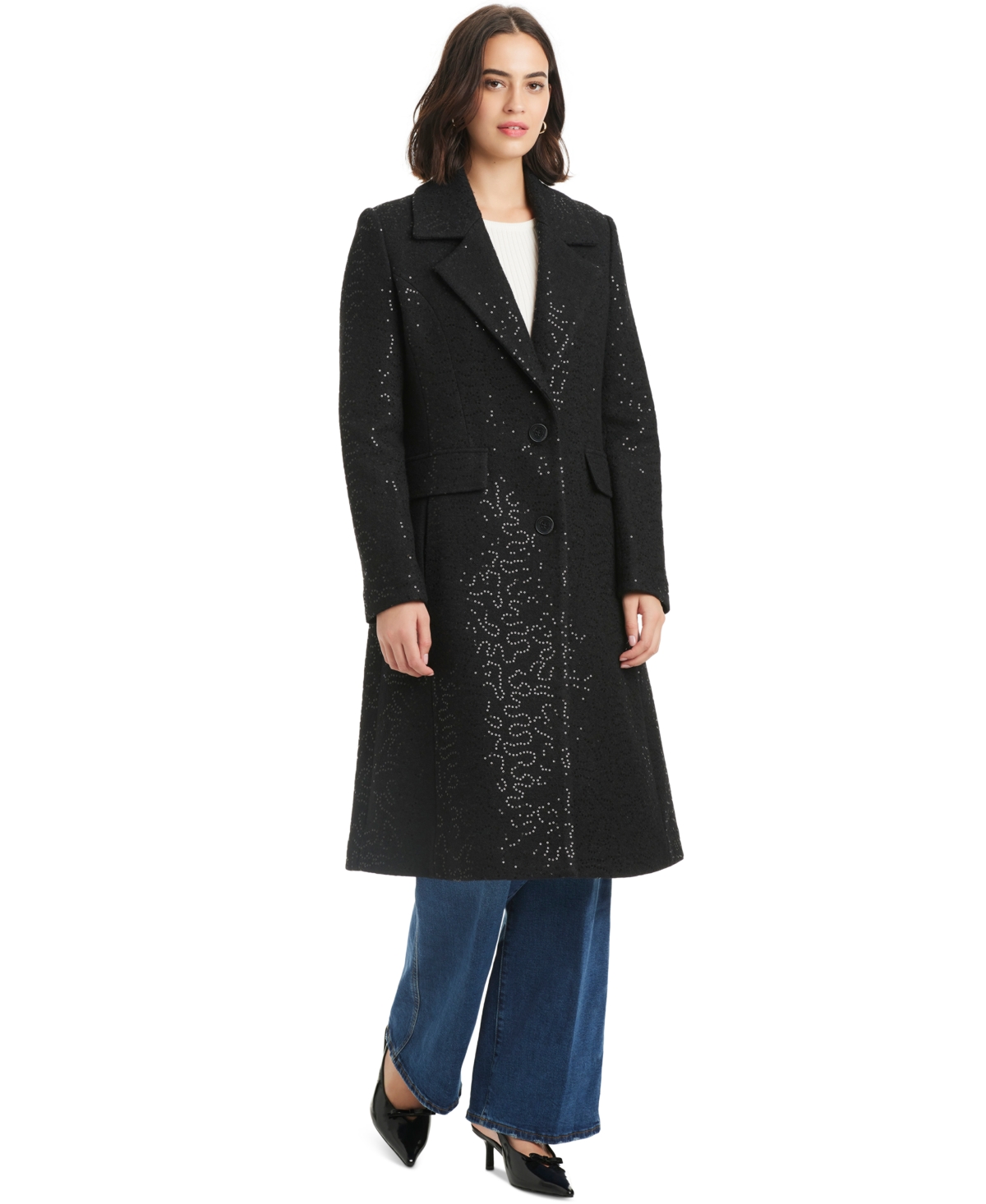 Kate Spade Women's Embellished Single-breasted Coat In Black