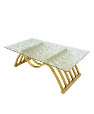  Gold Rectangle Stainless Steel Coffee Table with Glass Top