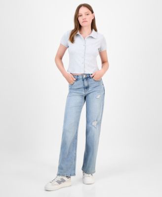 Tinseltown - Juniors' High-Rise Slim Wide-Leg Jeans