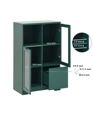 Glass Door Floor Cabinet 2 Shelves