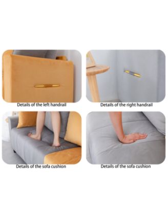 Streamdale Velvet 2-Seater Sofa, Light Grey & Yellow, Modern Design