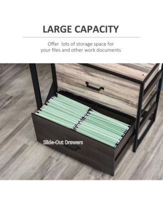 Vinsetto Office File Cabinet with 2 Large Drawers and Adjustable Metal Hanging Bars for A4, Letter and Legal Sized Files, Storage Organizer, Brown/Black