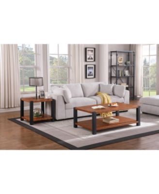 Burl Wood Grain Coffee Table with Double Layer