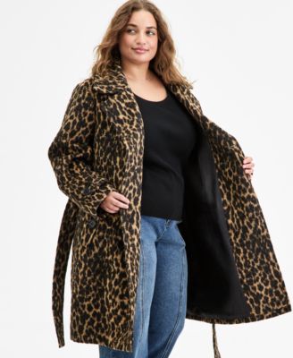 Plus Size Double-Breasted Belted Trench Coat