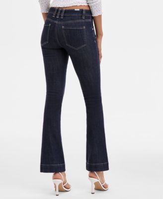 Juniors' Mid-Rise Pintuck Bootcut Jeans