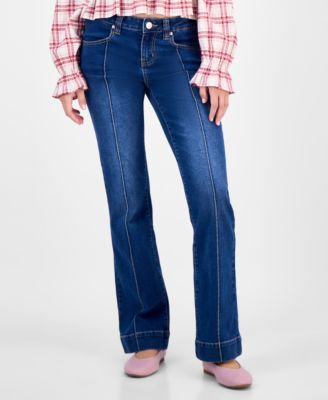 Juniors' Mid-Rise Pintuck Bootcut Jeans