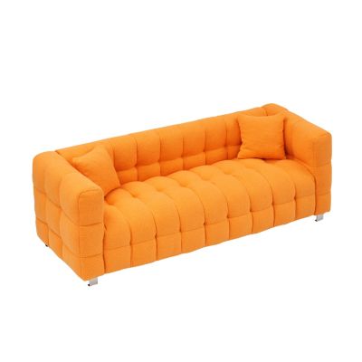 Streamdale Cozy 80" Orange Teddy Fleece Sofa with Pillows & Support
