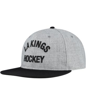 Men's Heather Gray/Black Los Angeles Kings Elements Flat Brim Leather Strap Back Hat