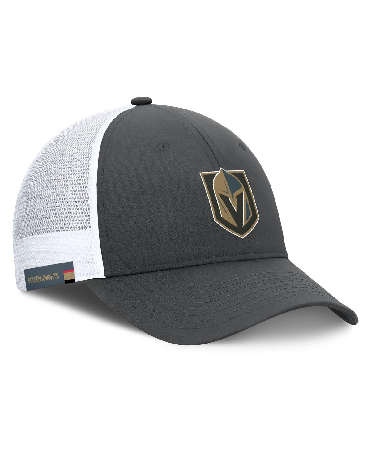 Fanatics Men's Gray/white Vegas Golden Knights Authentic Pro Simple Rink Trucker Adjustable Hat