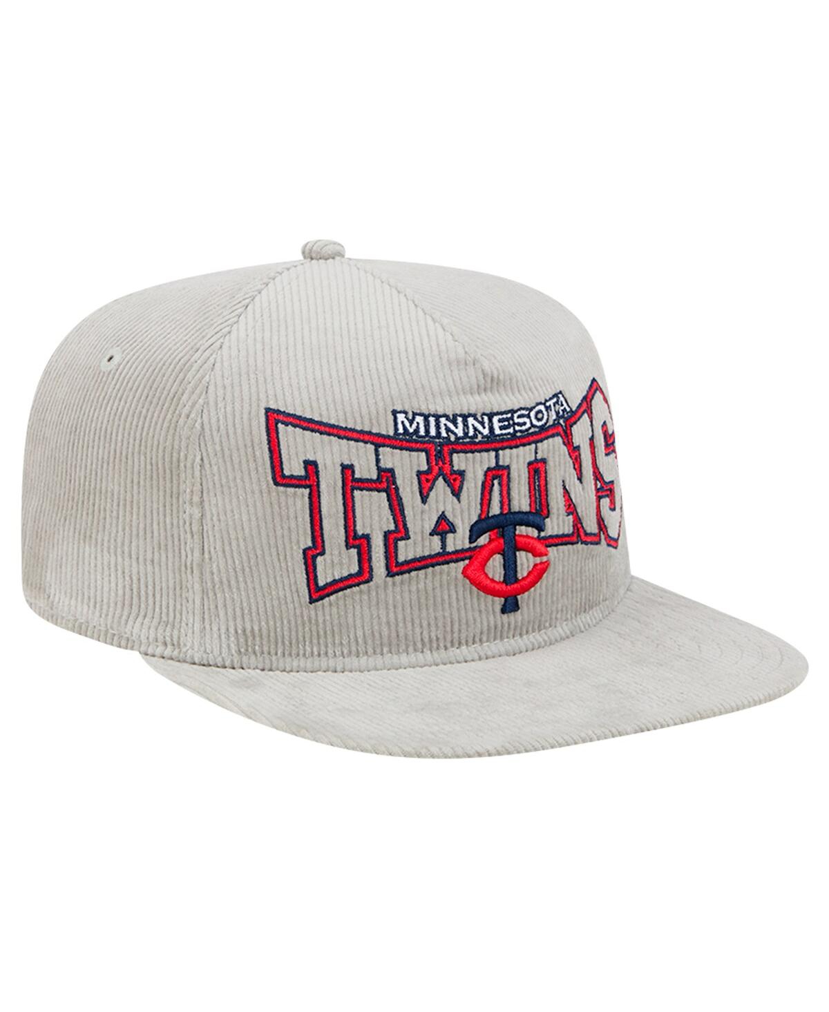 NEW ERA MEN'S GRAY MINNESOTA TWINS CORDUROY GOLFER SNAPBACK HAT 