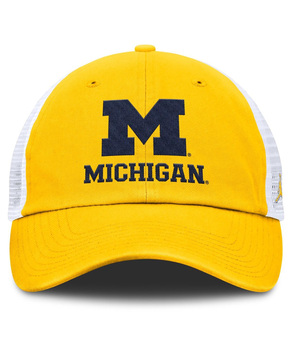 JORDAN MEN'S MAIZE/WHITE MICHIGAN WOLVERINES CLUB TRUCKER ADJUSTABLE HAT 