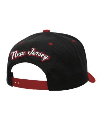 Men's Black/Red New Jersey Devils Backside Script 2-Tone Pro Crown Adjustable Hat