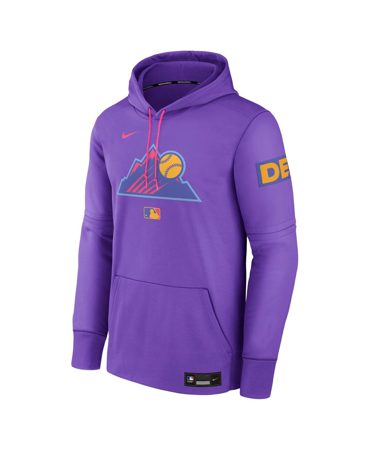 Nike Men's Colorado Rockies Authentic Collection City Connect  Therma Mlb Pullover Hoodie In Purple