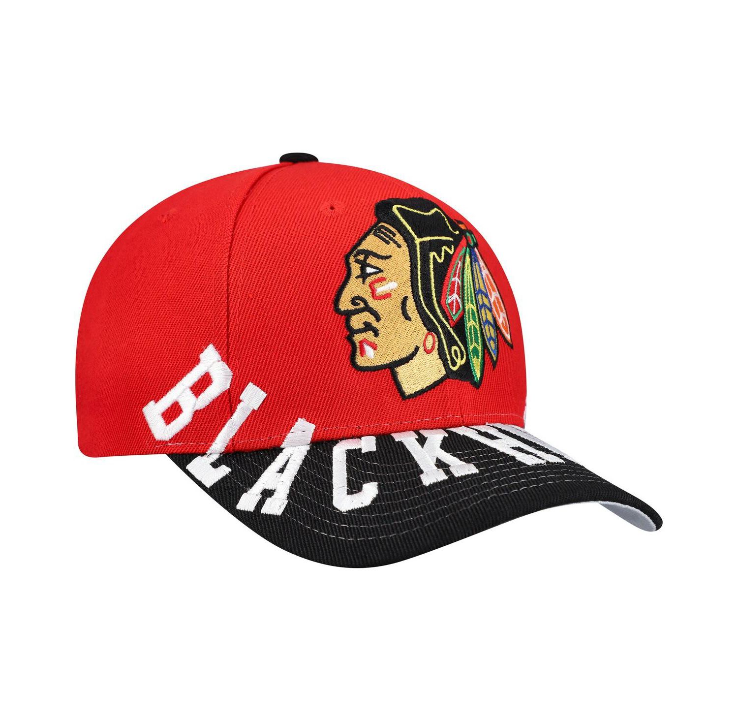 Men's Red/Black Chicago Blackhawks Underarch Two-Tone Pro Crown Snapback Hat