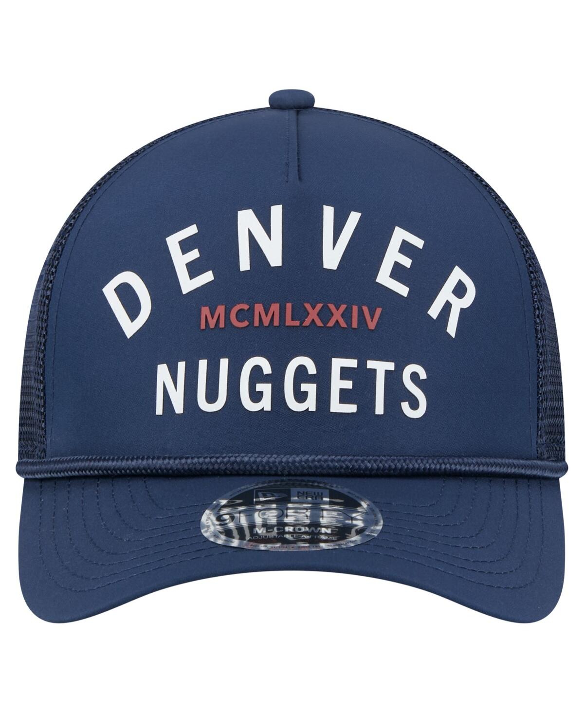 NEW ERA MEN'S NAVY DENVER NUGGETS MINIMALIST A-FRAME 9FORTY TRUCKER HAT 