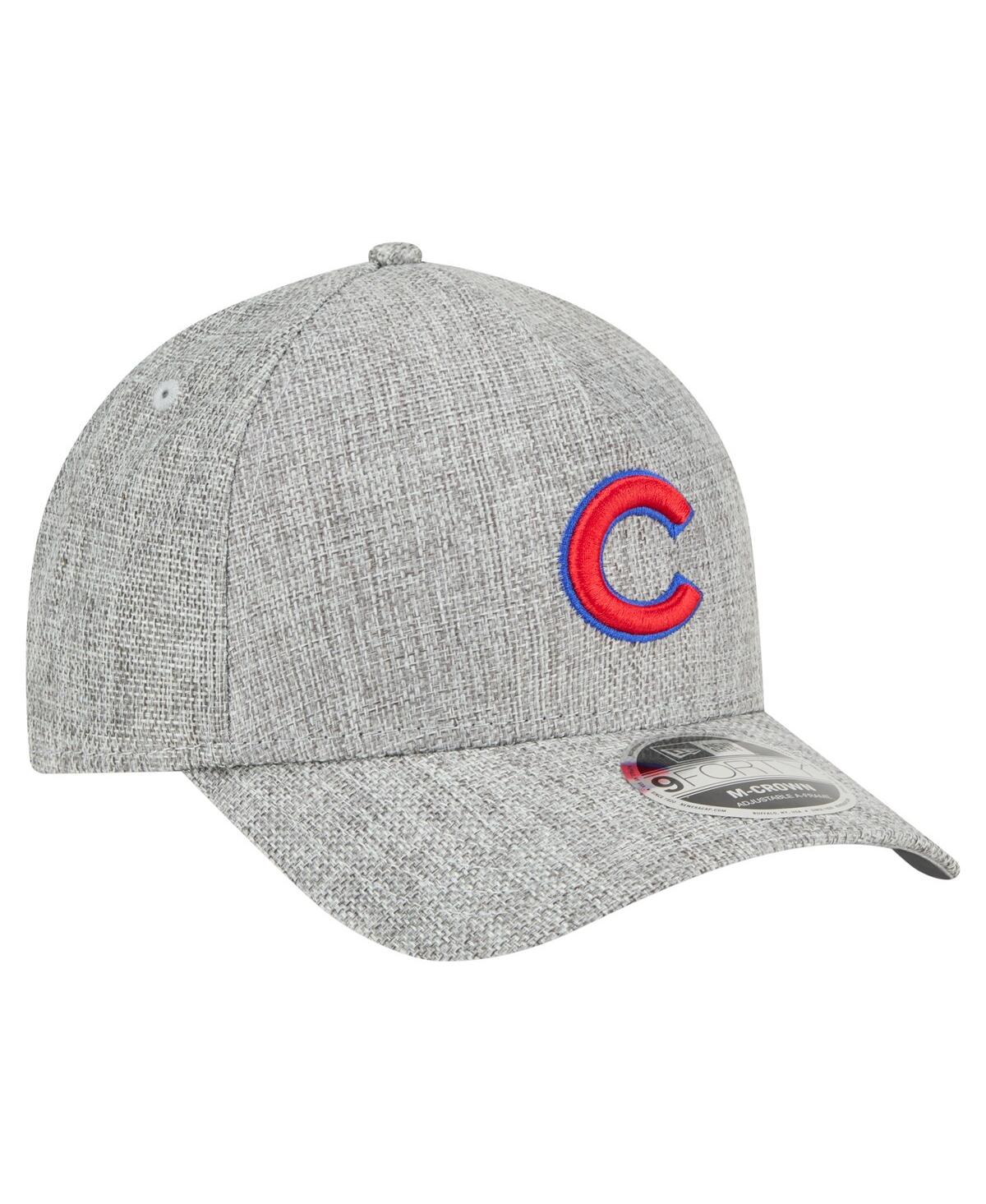 NEW ERA MEN'S GRAY CHICAGO CUBS COTTON WEAVE M-CROWN A-FRAME 9FORTY ADJUSTABLE HAT 