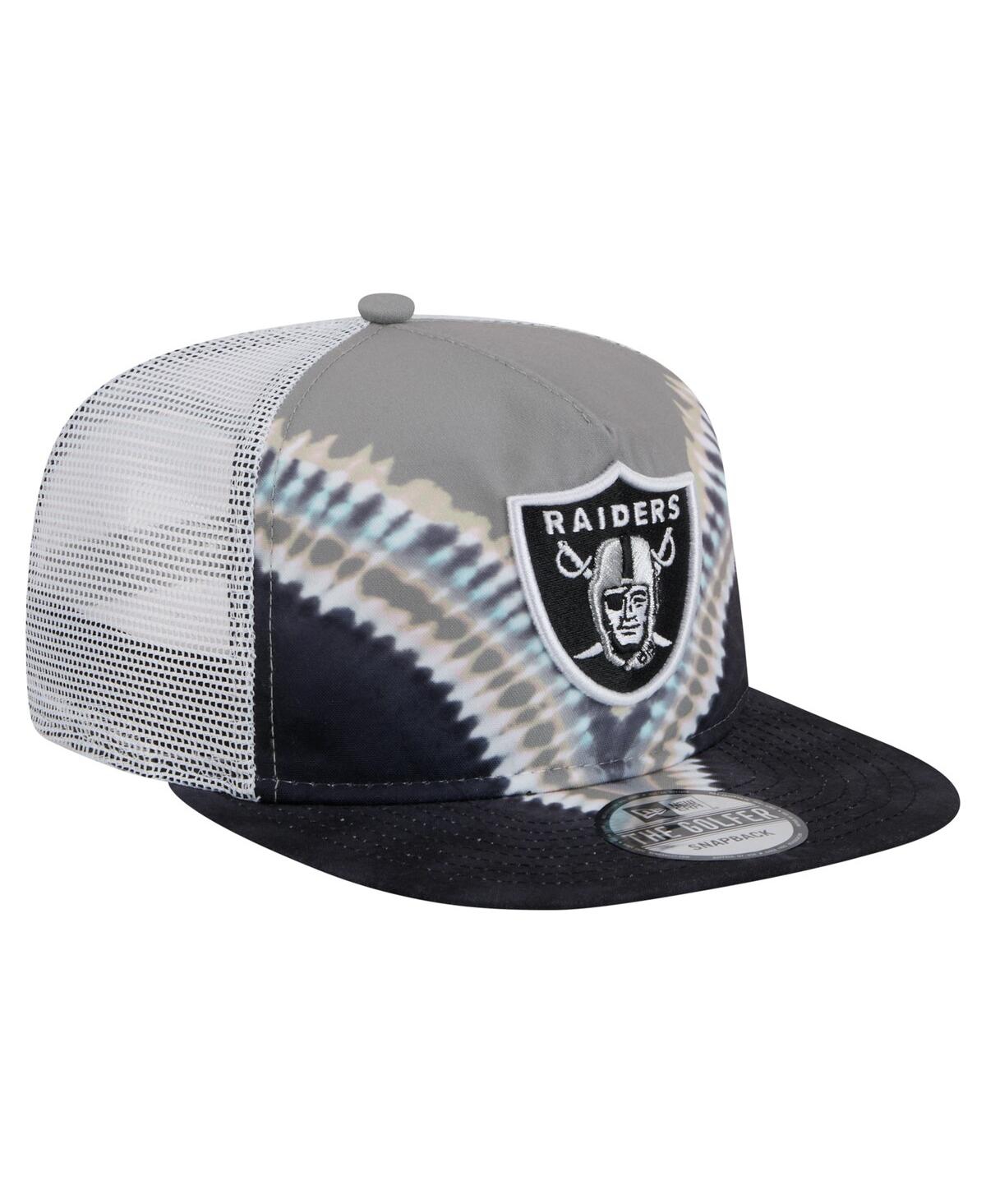 NEW ERA MEN'S GRAY/BLACK LAS VEGAS RAIDERS THROWBACK DYE GOLFER SNAPBACK HAT 