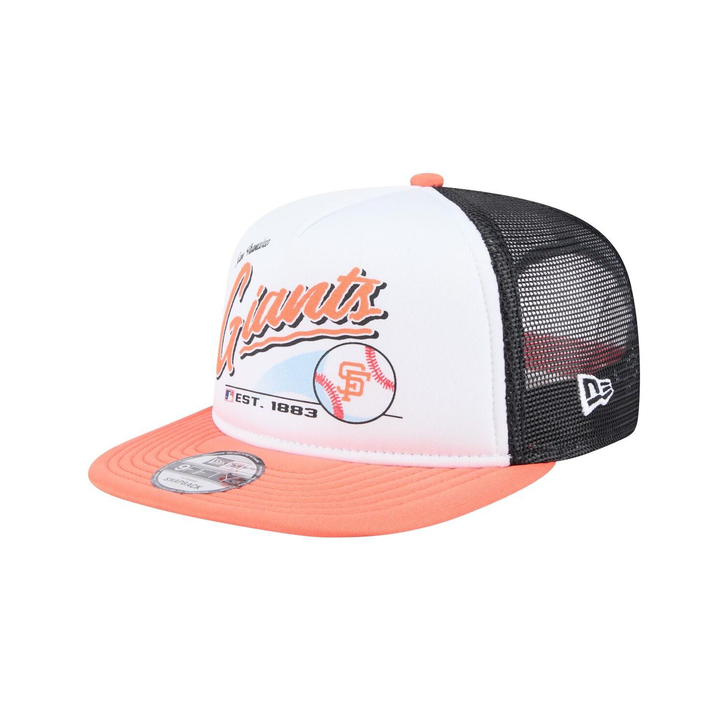 Men's White/Orange San Francisco Giants Retro Script Trucker 9FIFTY Snapback Hat