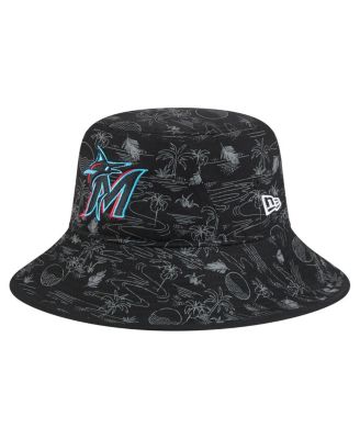 New Era - Men's Black Miami Marlins 2025 Spring Training All Over Print Bucket Hat
