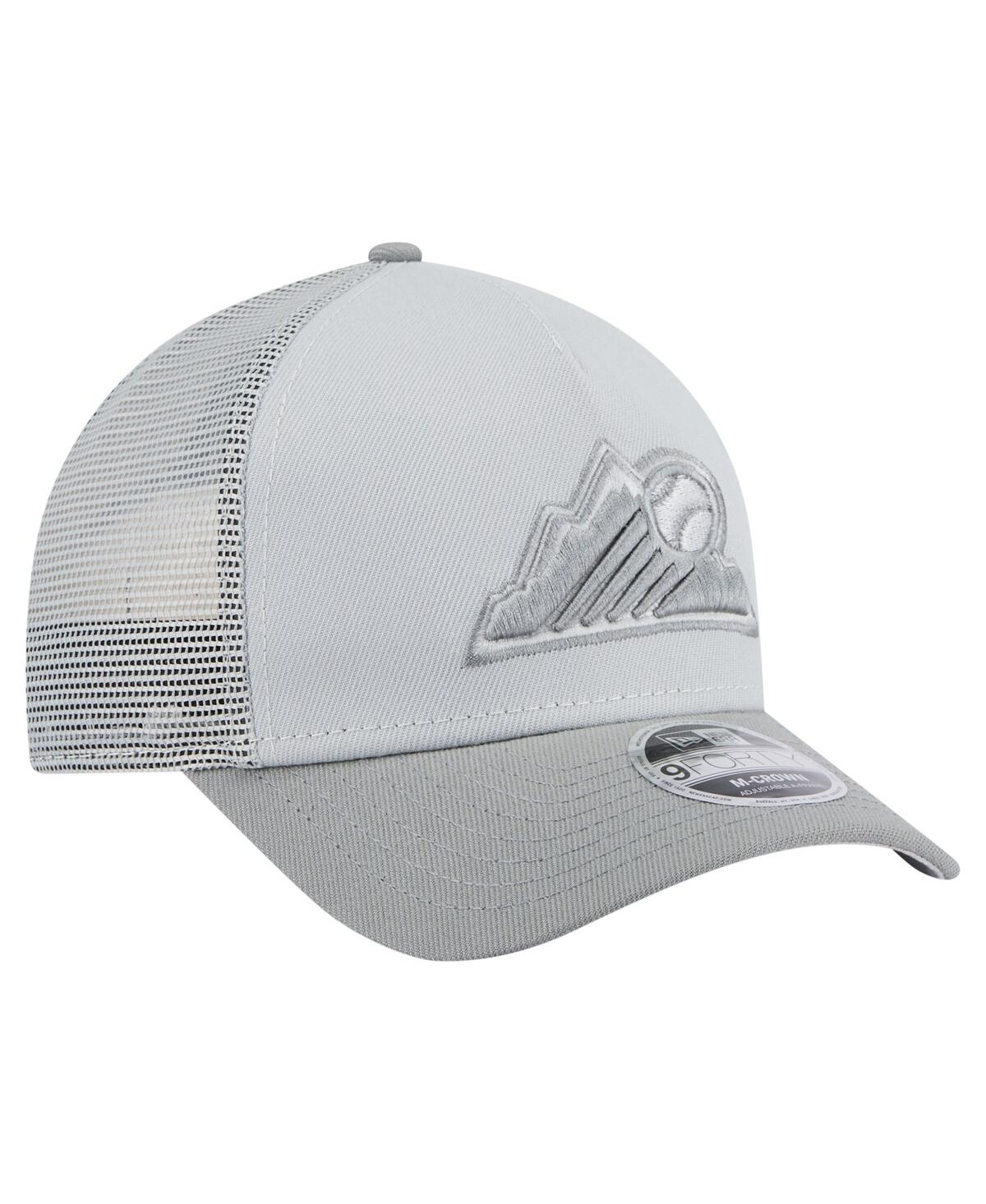 NEW ERA MEN'S GRAY COLORADO ROCKIES COLOR PACK A-FRAME 9FORTY TRUCKER ADJUSTABLE HAT 