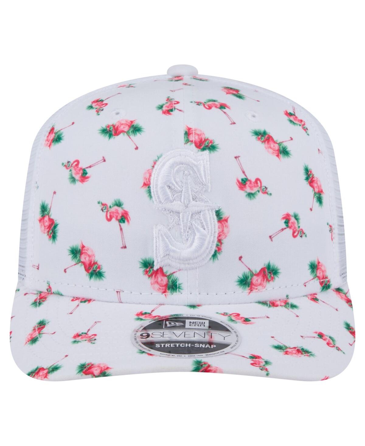 NEW ERA MEN'S WHITE SEATTLE MARINERS FLAMINGO MESH BACK 9SEVENTY STRETCH-SNAP HAT 