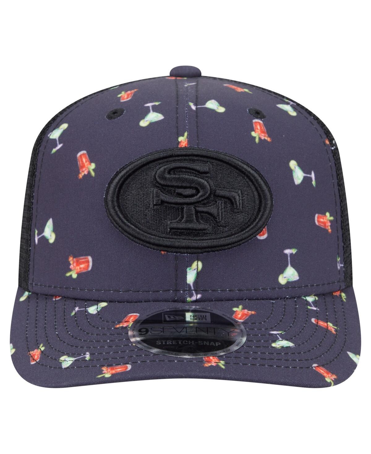 NEW ERA MEN'S NAVY/BLACK SAN FRANCISCO 49ERS ADVENTURE DRINKS PATTERN 9SEVENTY STRETCH SNAP HAT 