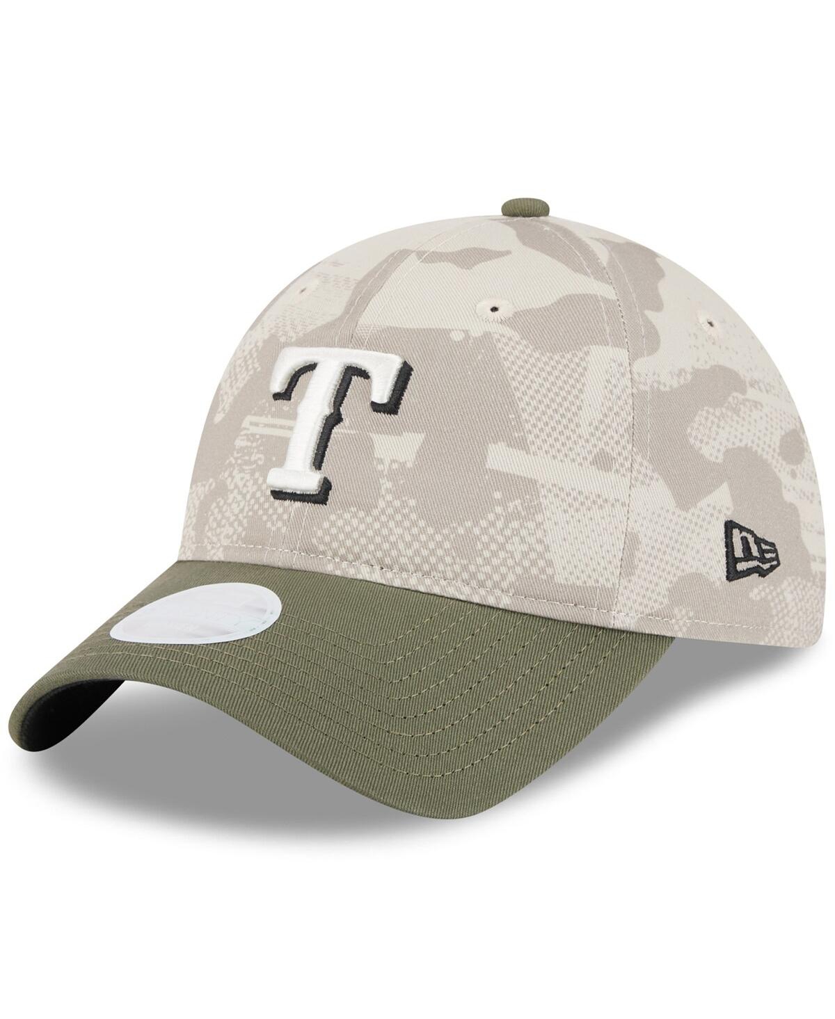 New Era Women's Light Beige/olive Texas Rangers 2025 Armed Forces Day 9twenty Adjustable Hat