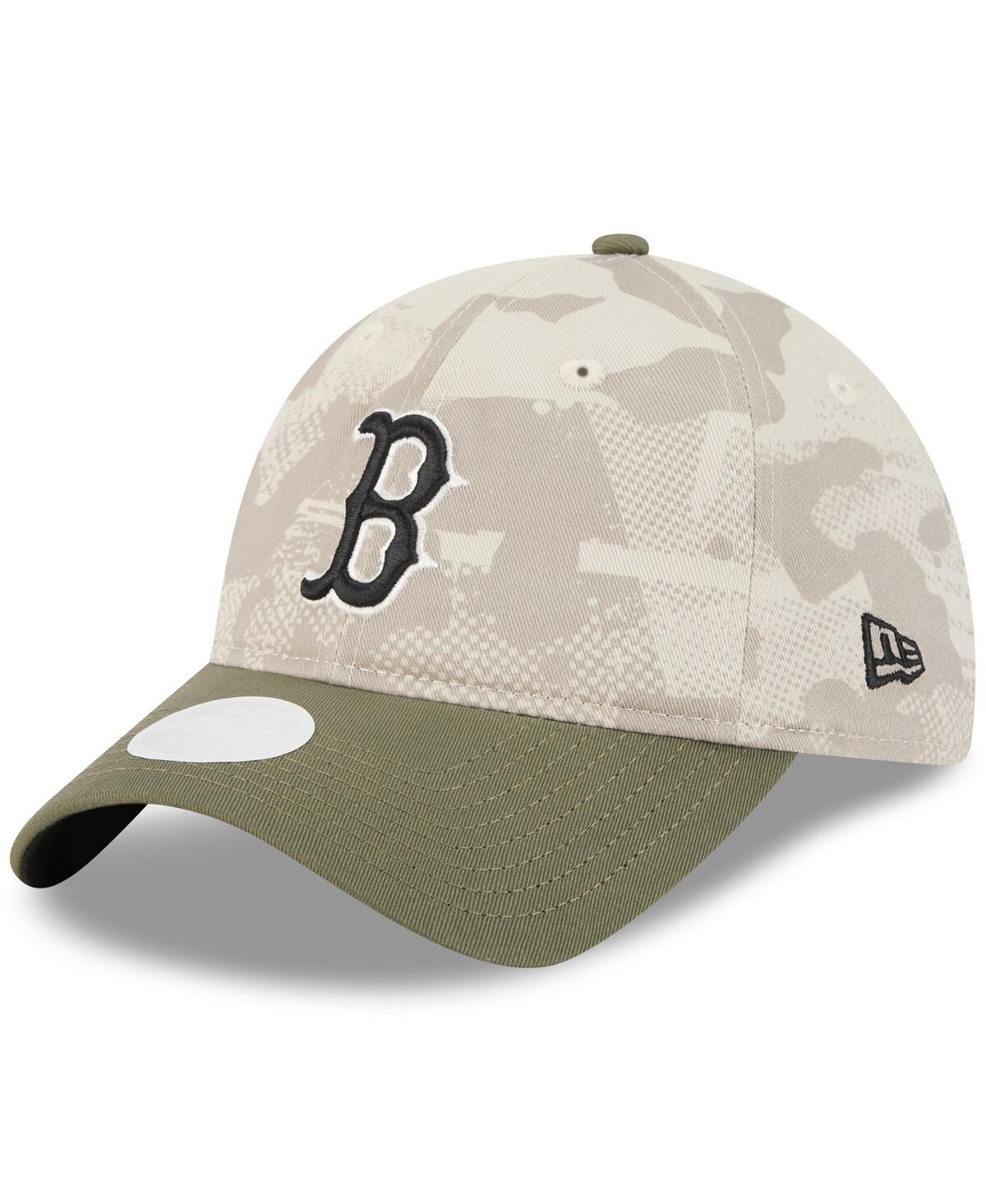 New Era Women's Light Beige/olive Boston Red Sox 2025 Armed Forces Day 9twenty Adjustable Hat
